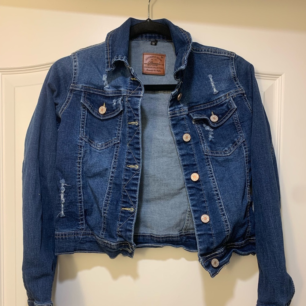 Distressed Cropped Denim Jacket